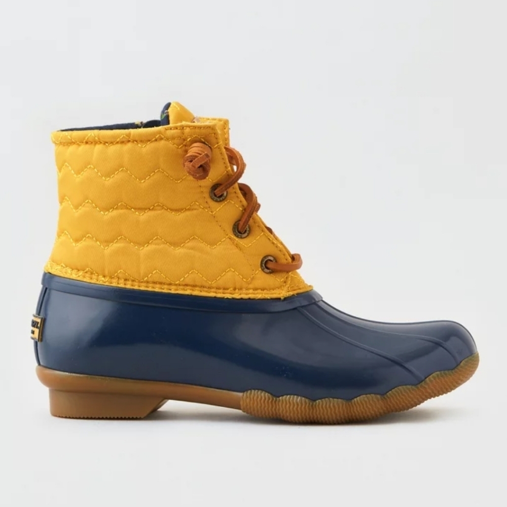 Sperry Mustard Yellow Quilted Duck Boots 7.5